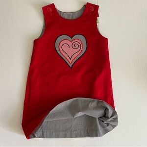Le' Za Me Dress jumper 6 Reversible Heart Valentines Day Red Black Gingham Girls